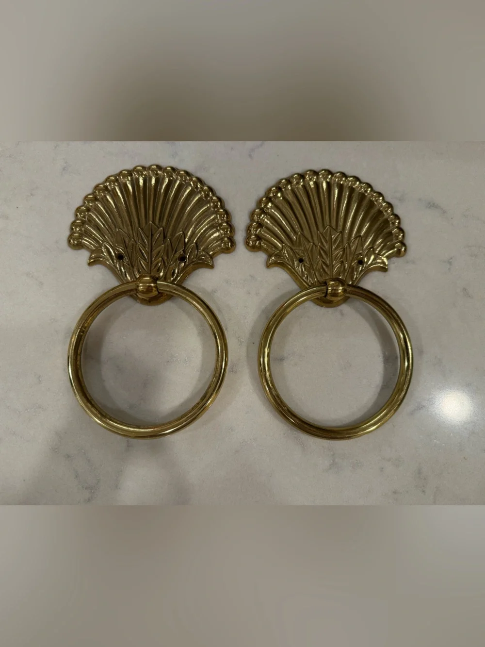 Vintage brass decorative towel rings